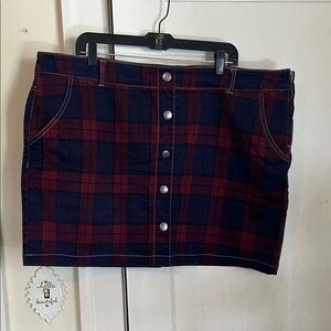 Simply Be Red and Blue Plaid Mini Skirt
